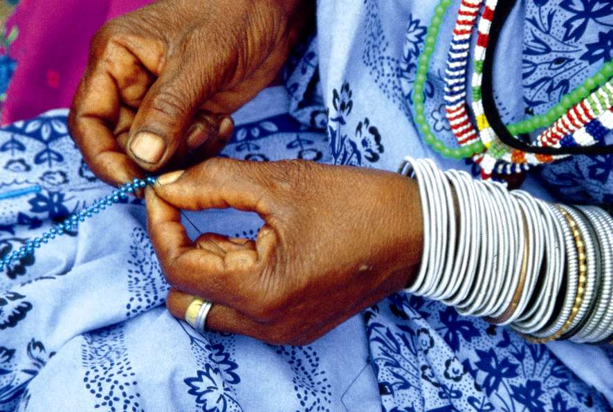 Beading done by xhosa woman in Nelson Mandela Bay